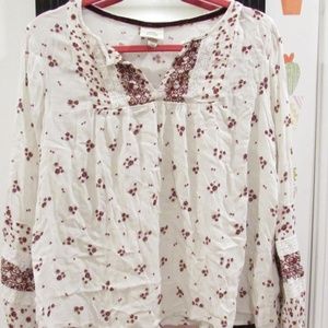 White and Pink Floral Blouse 🌸